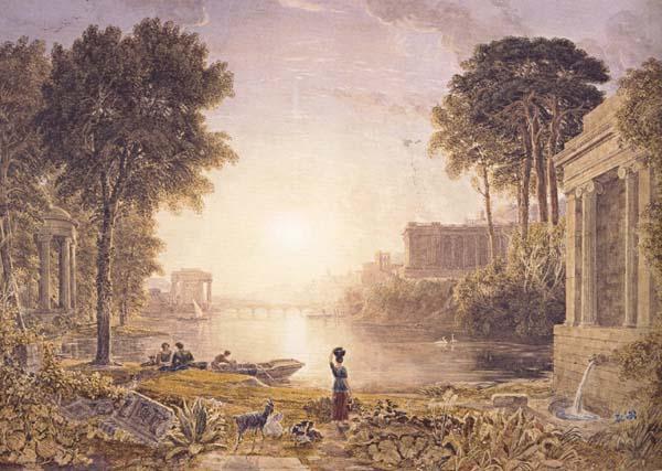 George Barret Classical Landscape Sunset (mk47) France oil painting art